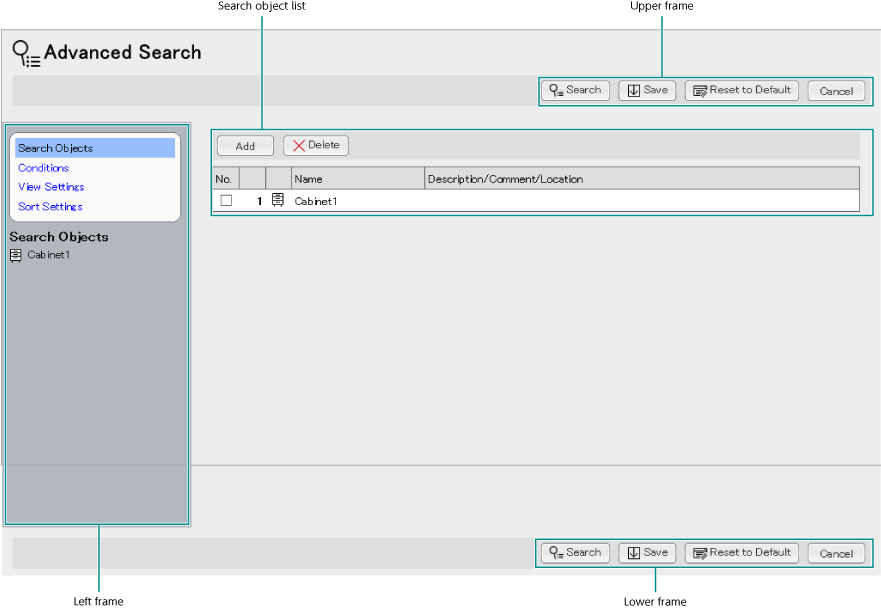 [Advanced Search] Window - [Search Object] Page